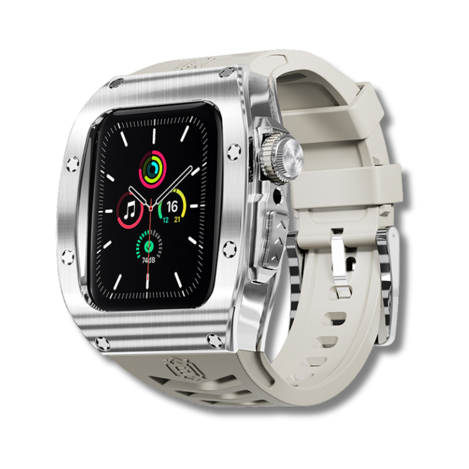 Silver Star Luxury Stainless Steel Case with Silicone Straps For iWatch