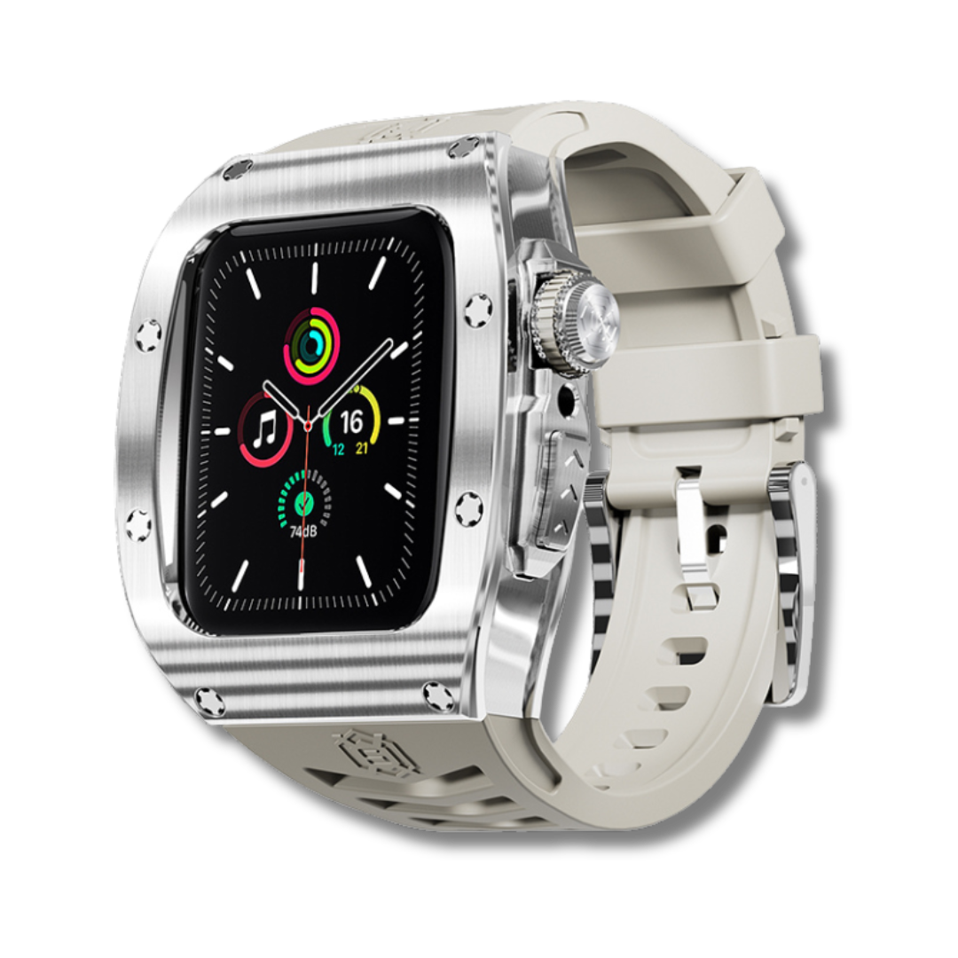 Silver Star Luxury Stainless Steel Case with Silicone Straps For iWatch
