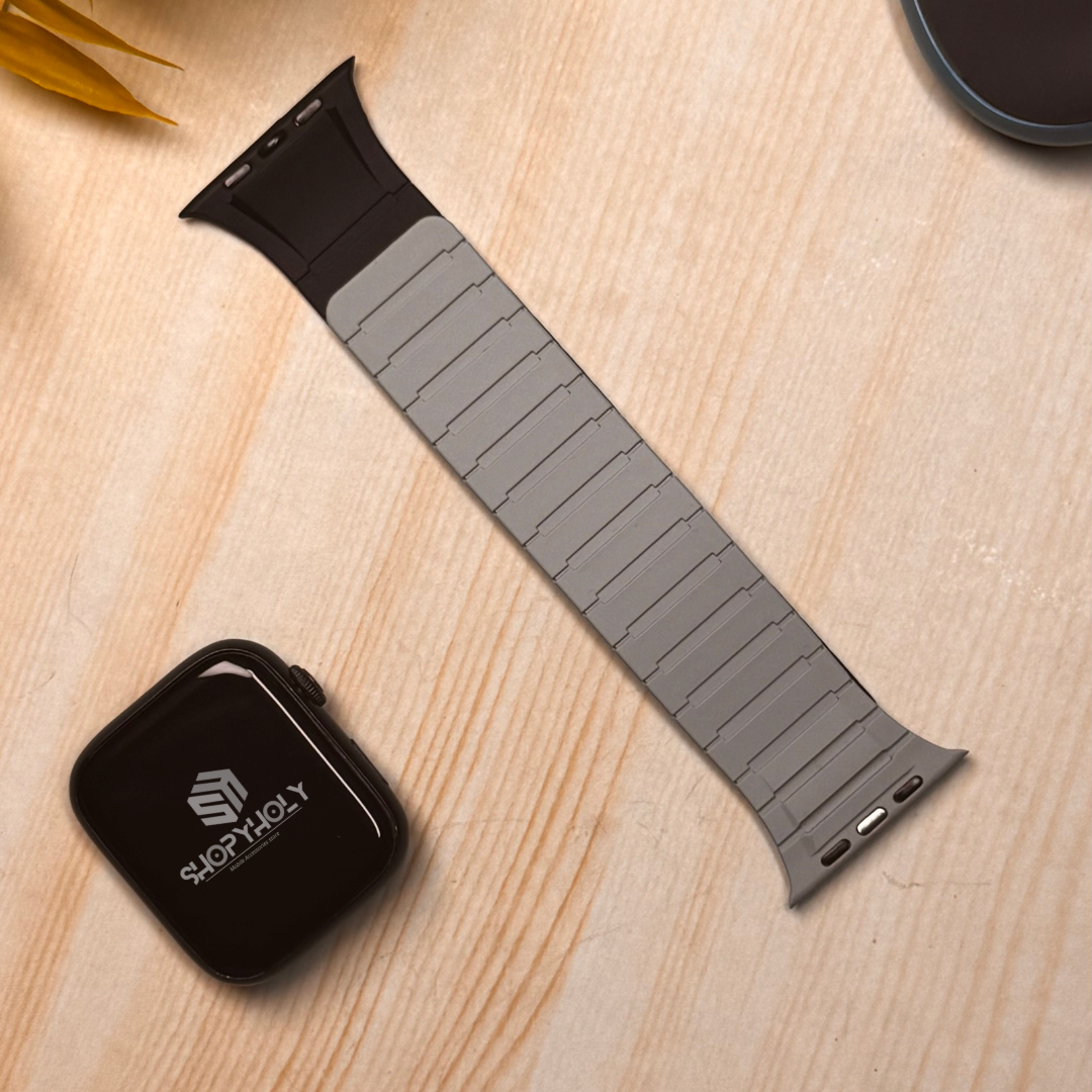 Black Light Green Luxury Strong Magnetic Silicone Loop By Shopyholy Comaptible For Apple Watch