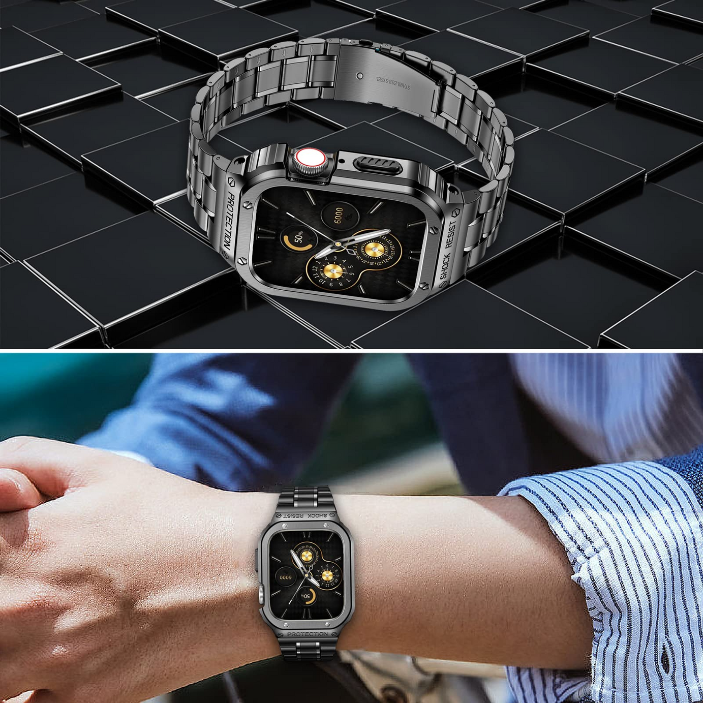 49MM Black Luxury Richard Armor Metal Kit By Shopyholy Compatible For iWatch Ultra