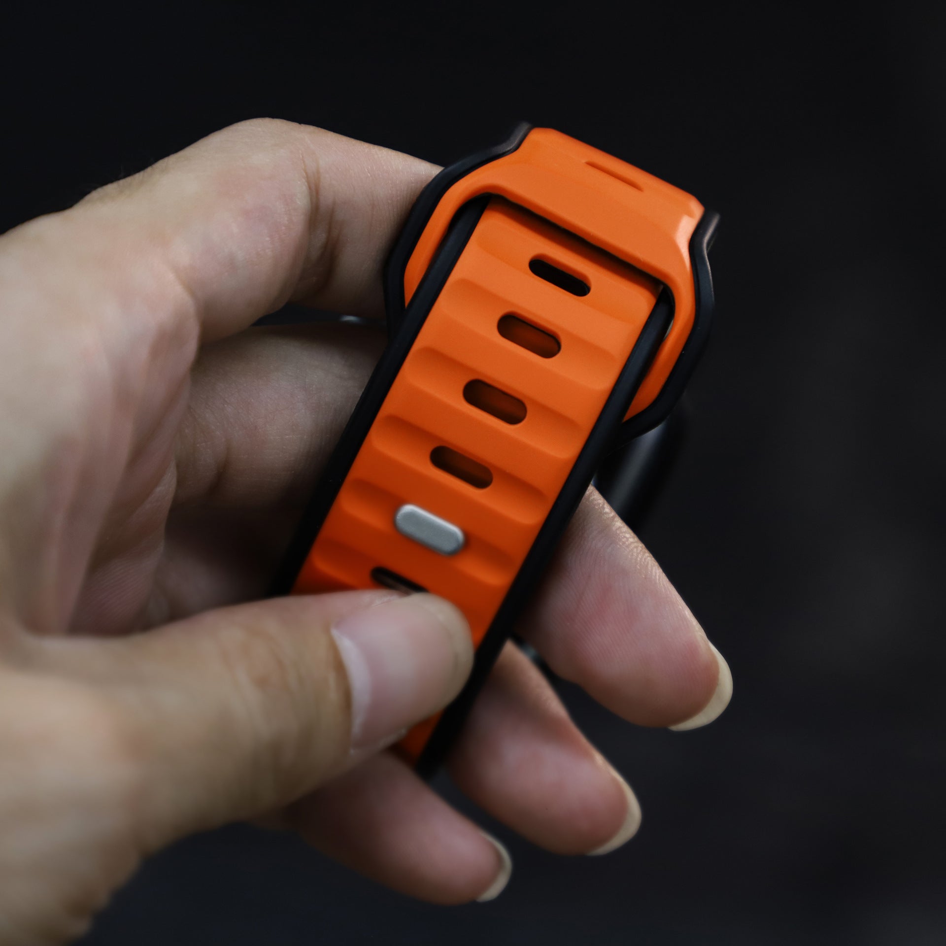 Black Orange Premium Aspro Silicone Sports Bands By Shopyholy Compatible For Apple Watch