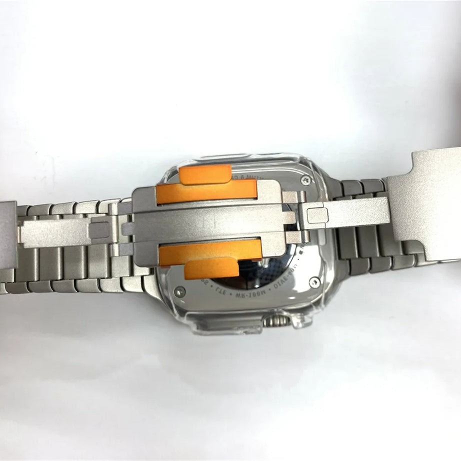 Titanium Orange Premium Metal Link Bracelet By Shopyholy For iWatch Ultra