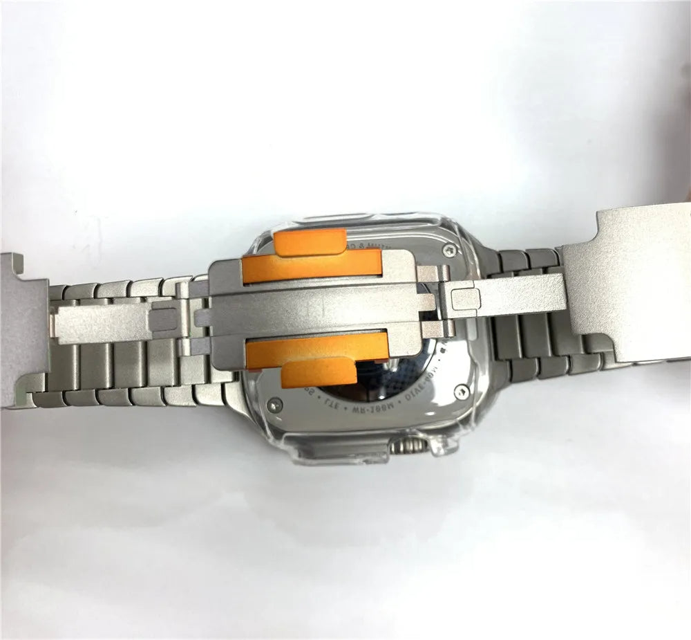 Titanium Orange Premium Metal Link Bracelet By Shopyholy For iWatch Ultra