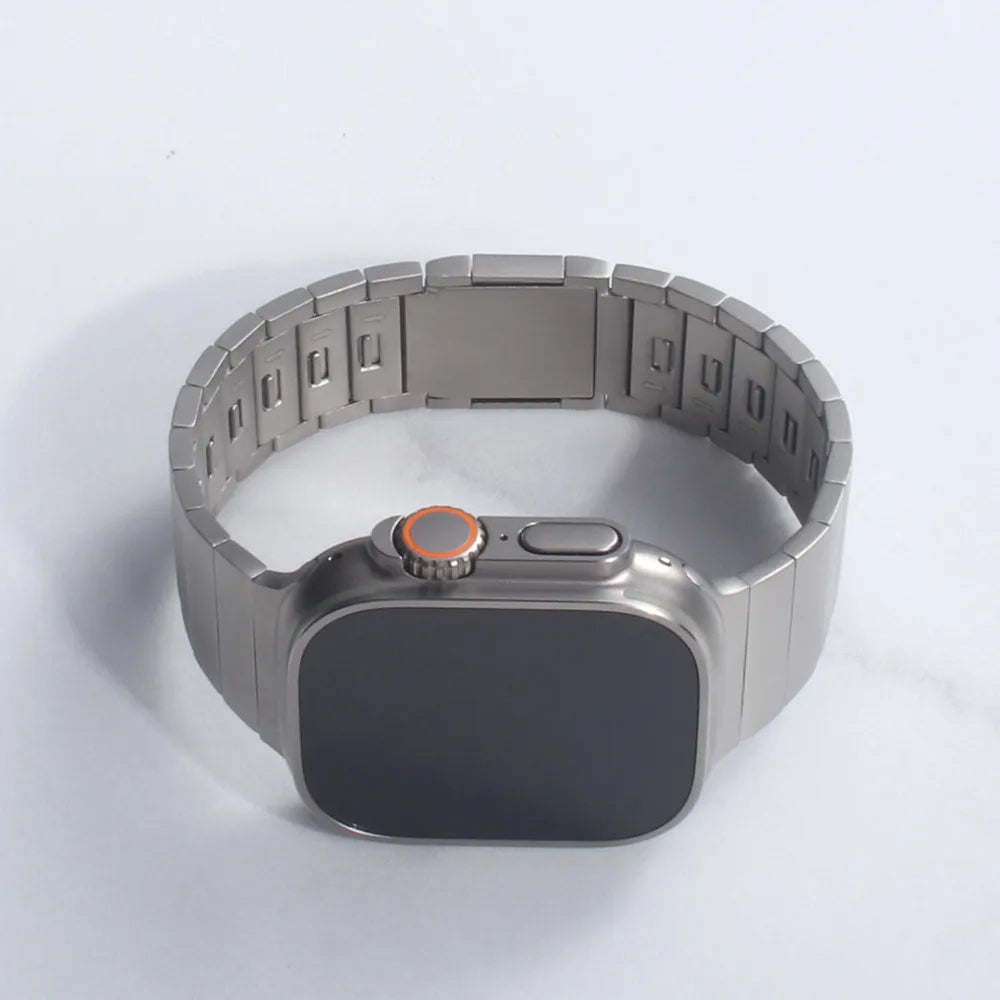 Titanium Orange Magnetic Lock Straps By Shopyholy For iWatch