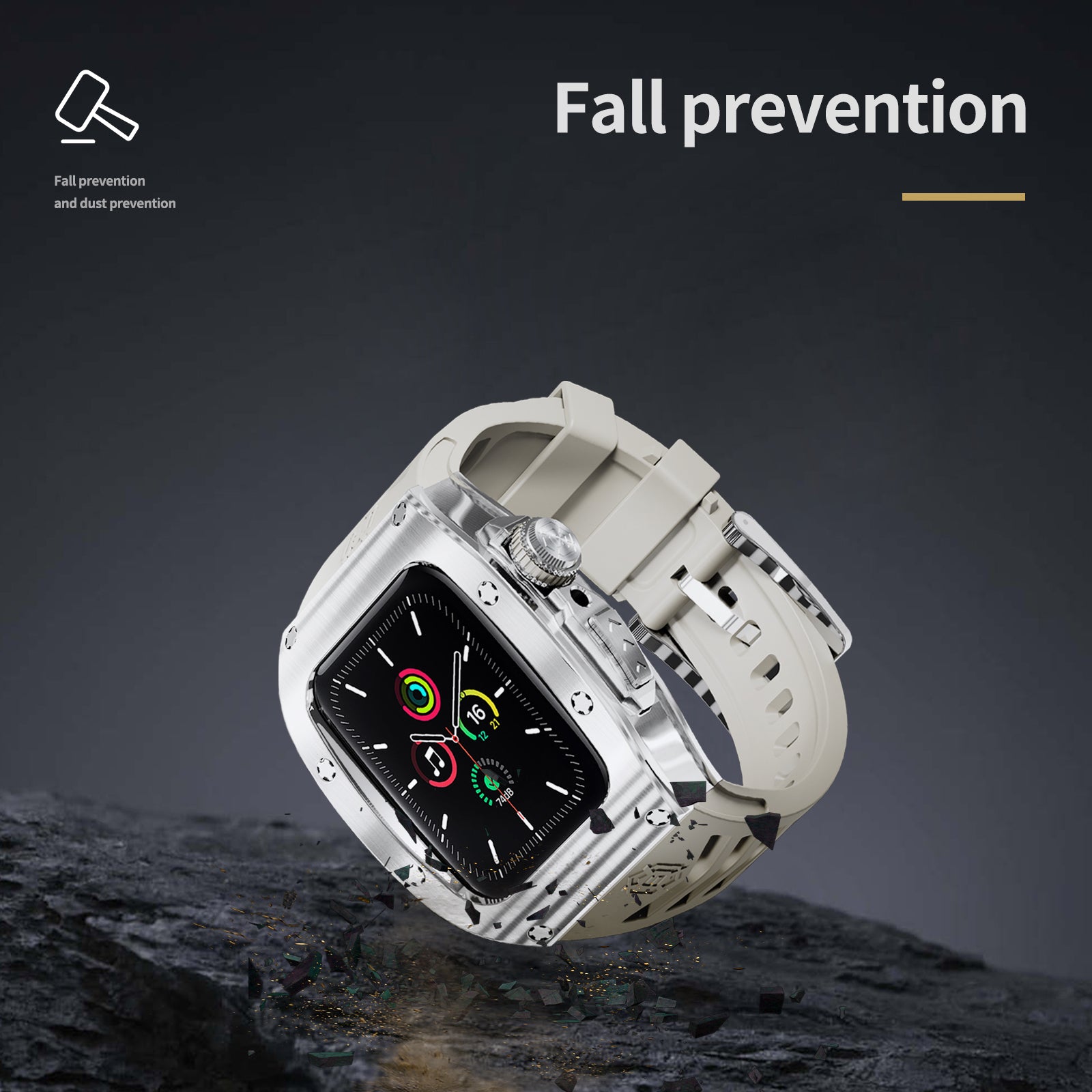 Silver Star Luxury Stainless Steel Case with Silicone Straps For iWatch