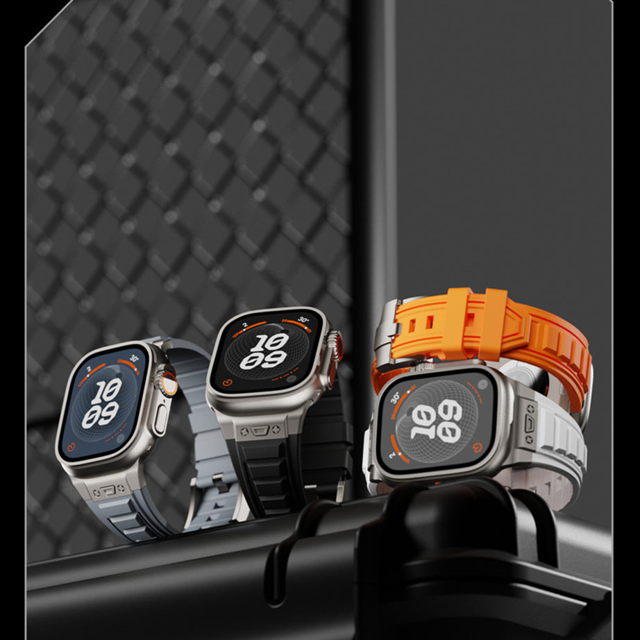 Orange Luxury Titanium Redefine Silicone Straps By Shopyholy Compatible For iWatch