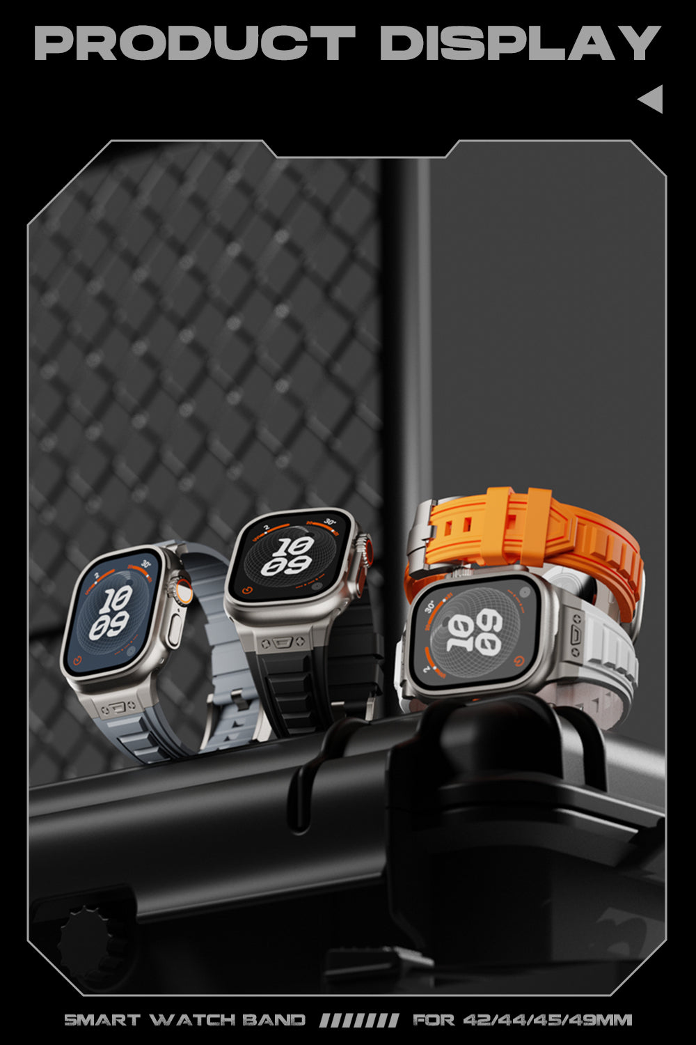 Orange Luxury Titanium Redefine Silicone Straps By Shopyholy Compatible For iWatch