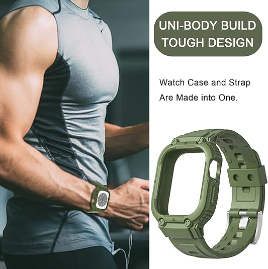 Green Sporty TPU Case Band By Shopyholy Compatible For iWatch