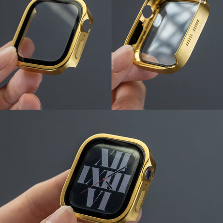 Gold Luxury Metal Case With Screen Protector By Shopyholy Compatible For Apple Watch