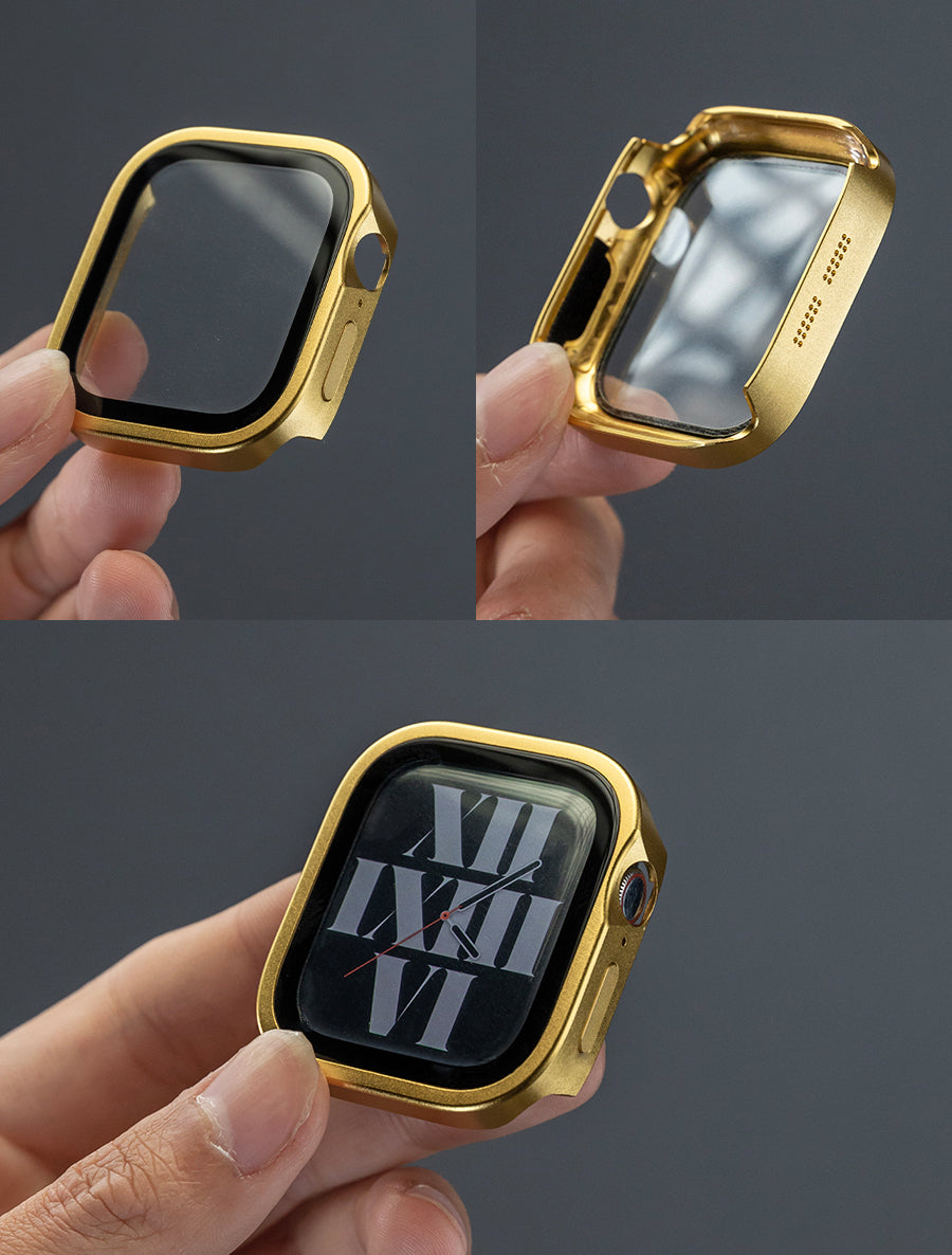 Gold Luxury Metal Case With Screen Protector By Shopyholy Compatible For Apple Watch