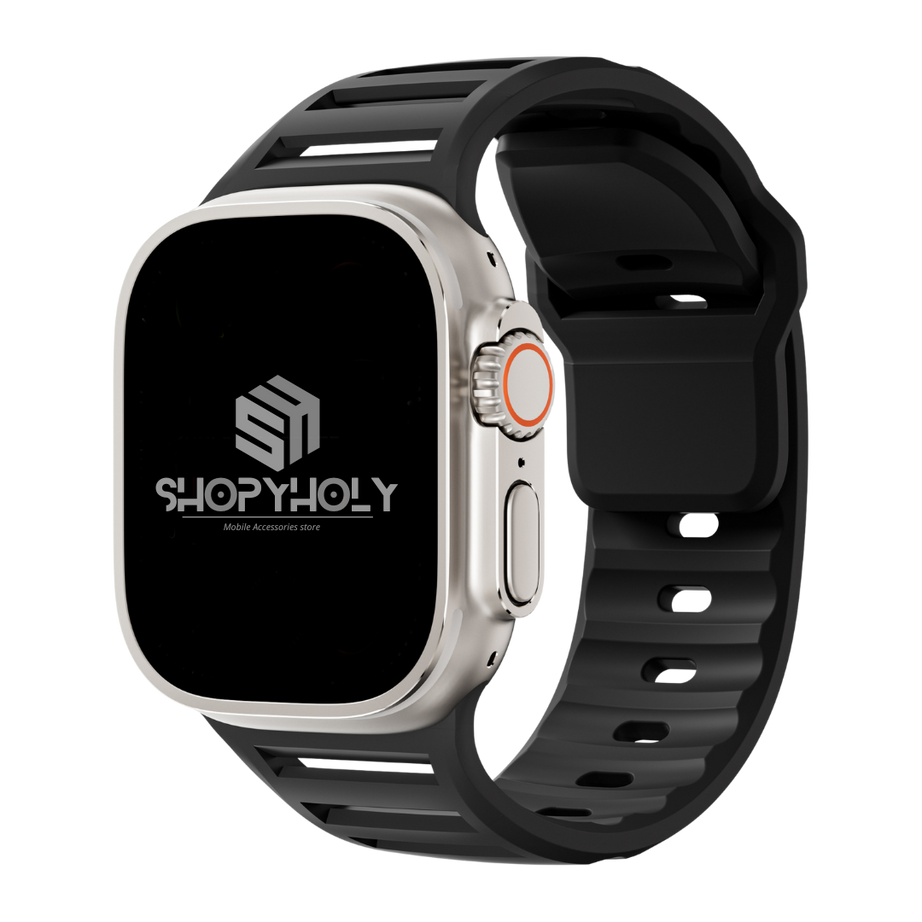Black Premium Ultra Silicone Sports Bands By Shopyholy Compatible For Apple Watch