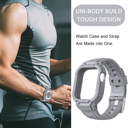 Grey Sporty TPU Case Band By Shopyholy Compatible For iWatch