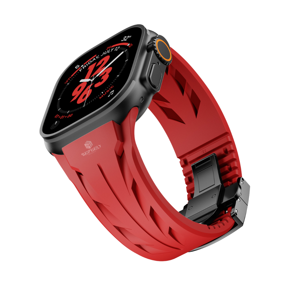 Red Black Luxury Concept Silicone Straps By Shopyholy Compatible For Apple Watch