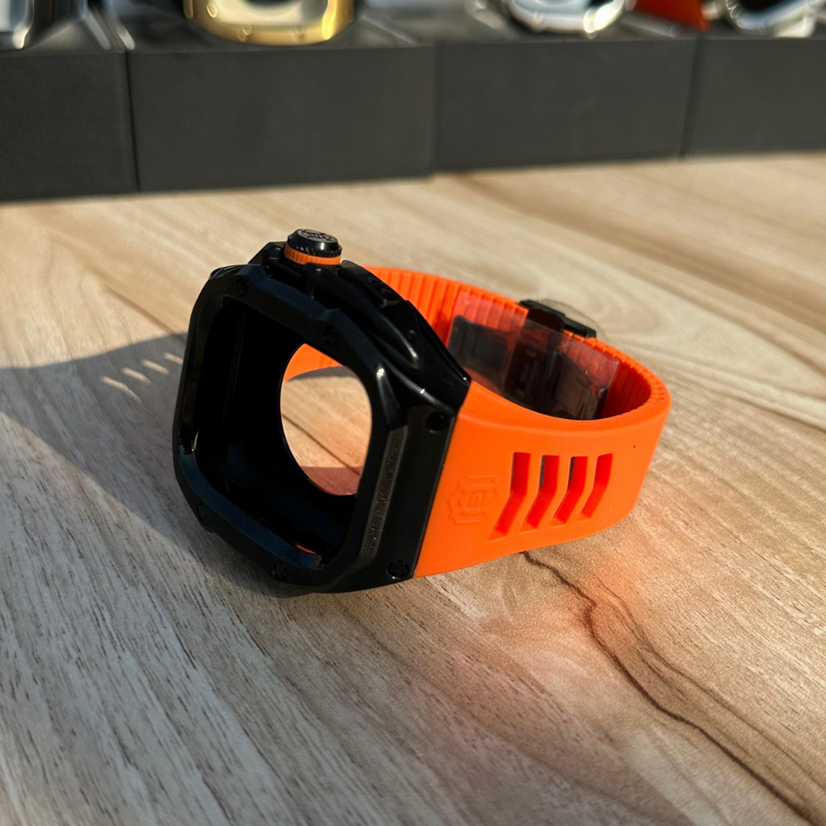 49MM Orange Black Luxury Concept Art Modification Kit For iWatch Ultra 1/2
