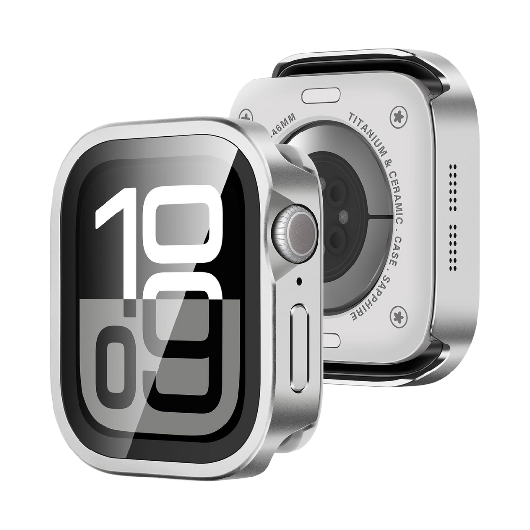 Silver Luxury Metal Case With Screen Protector By Shopyholy Compatible For Apple Watch