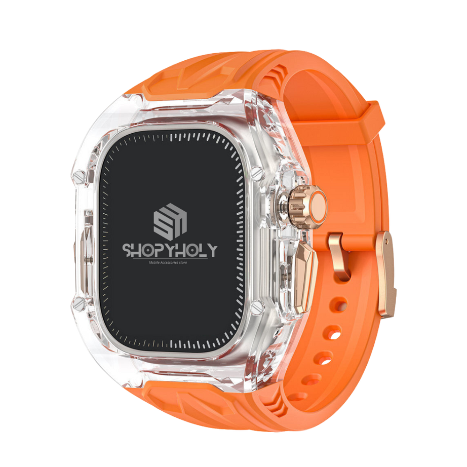 49MM Orange Luxury Transparent Case by Shopyholy Compatible for Apple Watch Ultra