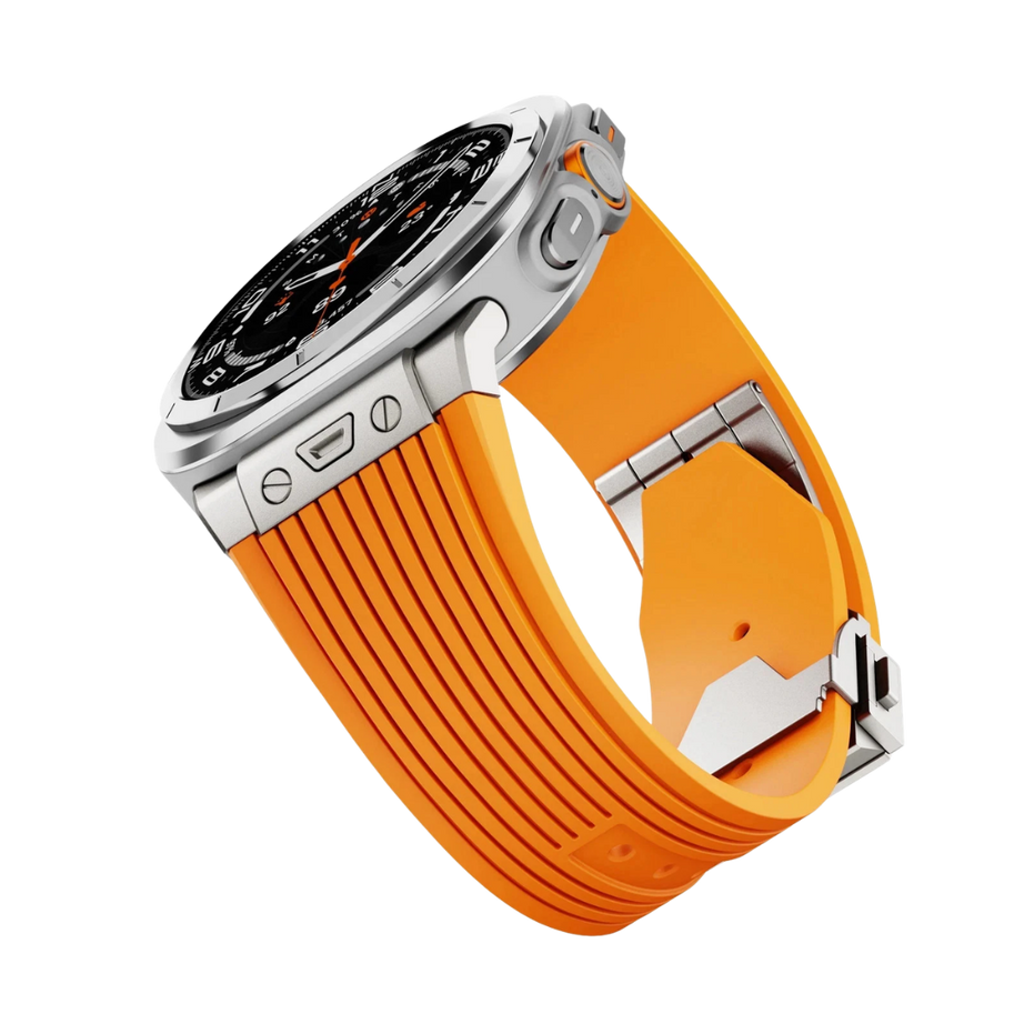 Orange Luxury Galaxy Watch Ultra 47mm Silicone Band with Folding Clasp