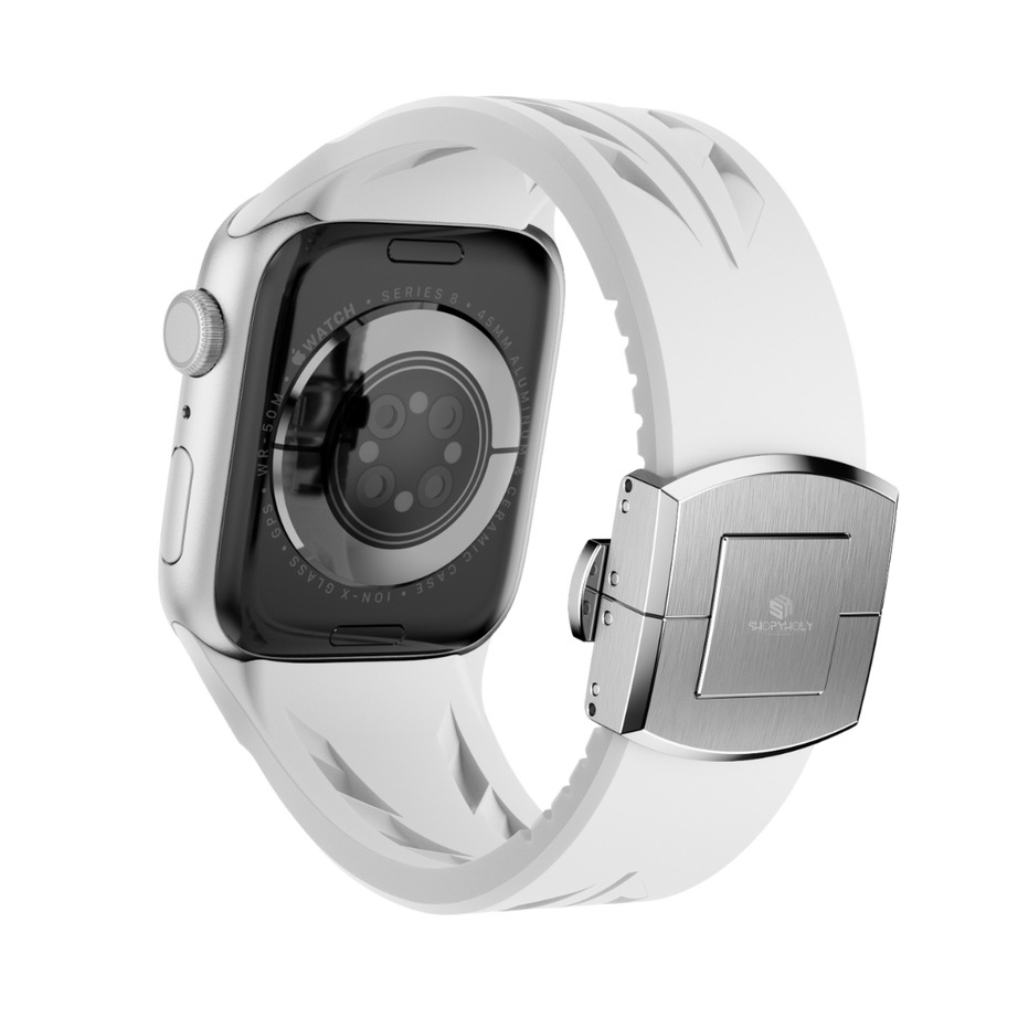 White Luxury Concept Silicone Straps By Shopyholy Compatible For Apple Watch