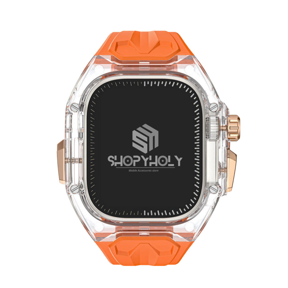 49MM Orange Luxury Transparent Case by Shopyholy Compatible for Apple Watch Ultra