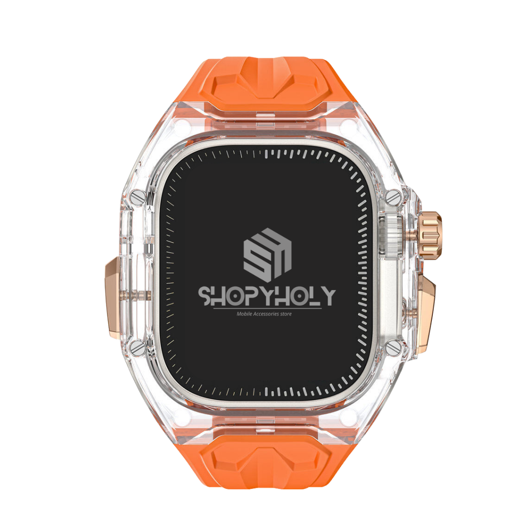49MM Orange Luxury Transparent Case by Shopyholy Compatible for Apple Watch Ultra