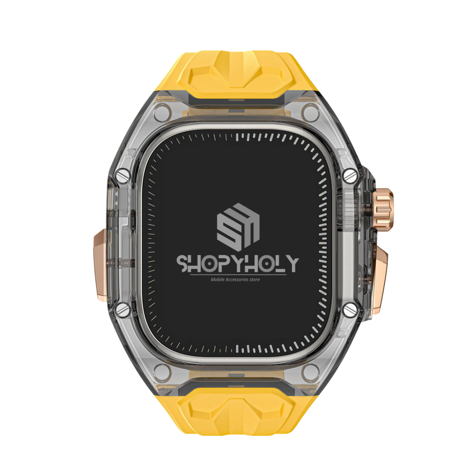 49MM Yellow Black Luxury Transparent Case by Shopyholy Compatible for Apple Watch Ultra