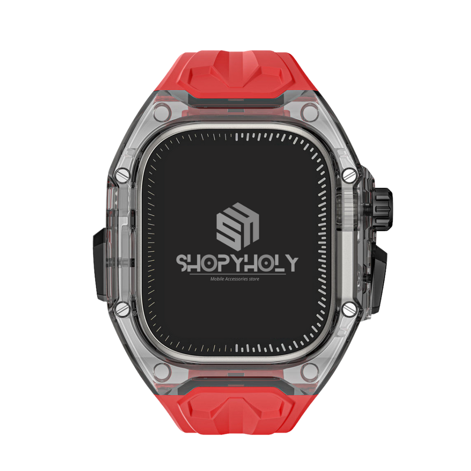 49MM Red Black Luxury Transparent Case by Shopyholy Compatible for Apple Watch Ultra