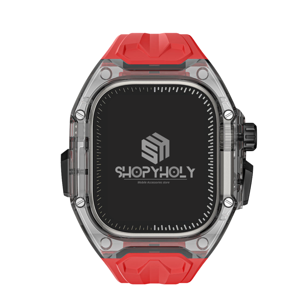 49MM Red Black Luxury Transparent Case by Shopyholy Compatible for Apple Watch Ultra