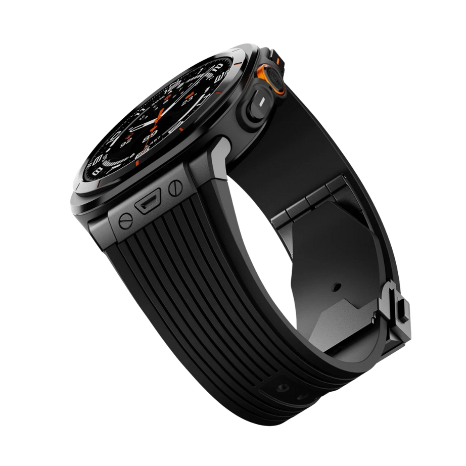 Full Black Luxury Galaxy Watch Ultra 47mm Silicone Band with Folding Clasp