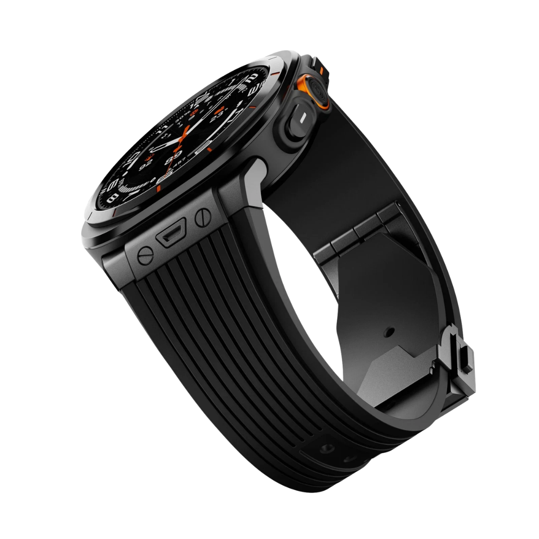 Full Black Luxury Galaxy Watch Ultra 47mm Silicone Band with Folding Clasp