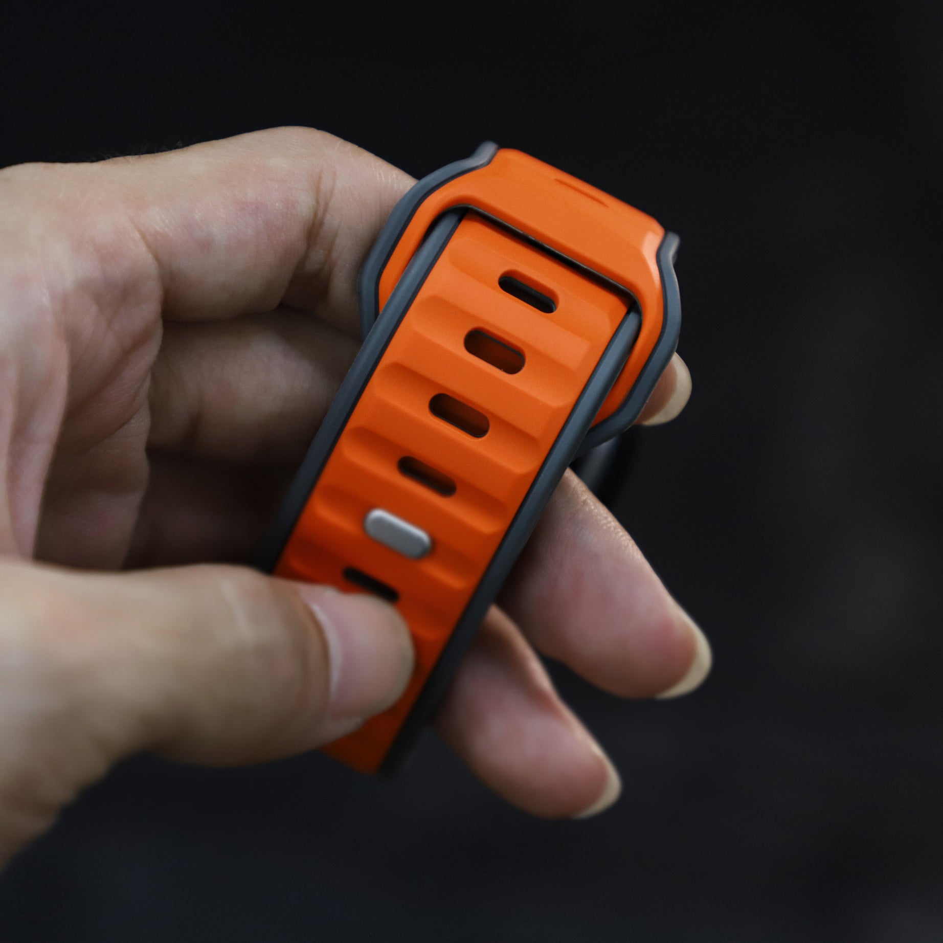 Grey Orange Premium Aspro Silicone Sports Bands By Shopyholy Compatible For Apple Watch