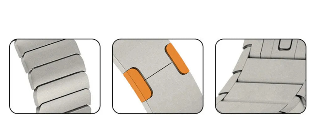 Titanium Orange Premium Metal Link Bracelet By Shopyholy For iWatch Ultra