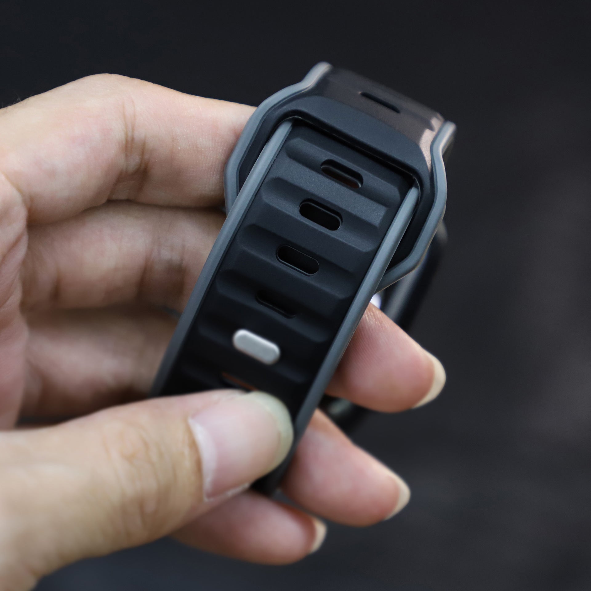 Grey Black Premium Aspro Silicone Sports Bands By Shopyholy Compatible For Apple Watch