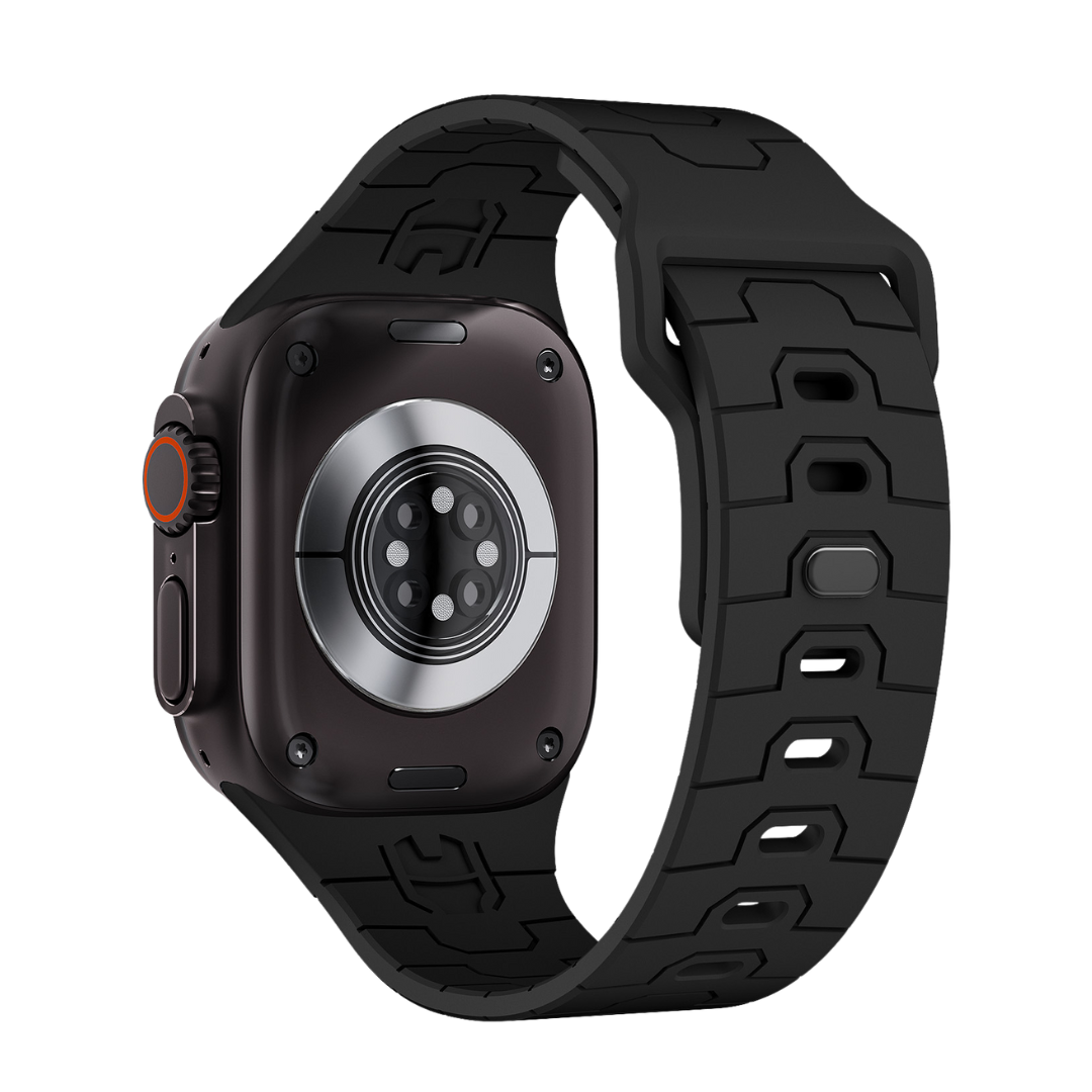 Black Premium Mavel Pattern Silicone Sports Bands By Shopyholy Compatible For Apple Watch