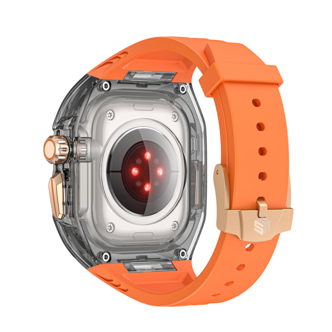 49MM Orange Black Luxury Transparent Case by Shopyholy Compatible for Apple Watch Ultra