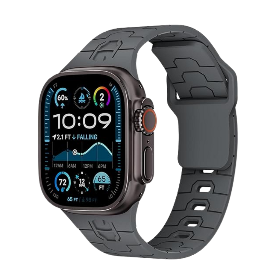 Grey Premium Mavel Pattern Silicone Sports Bands By Shopyholy Compatible For Apple Watch