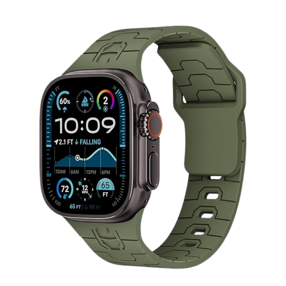 Army Green Premium Mavel Pattern Silicone Sports Bands By Shopyholy Compatible For Apple Watch