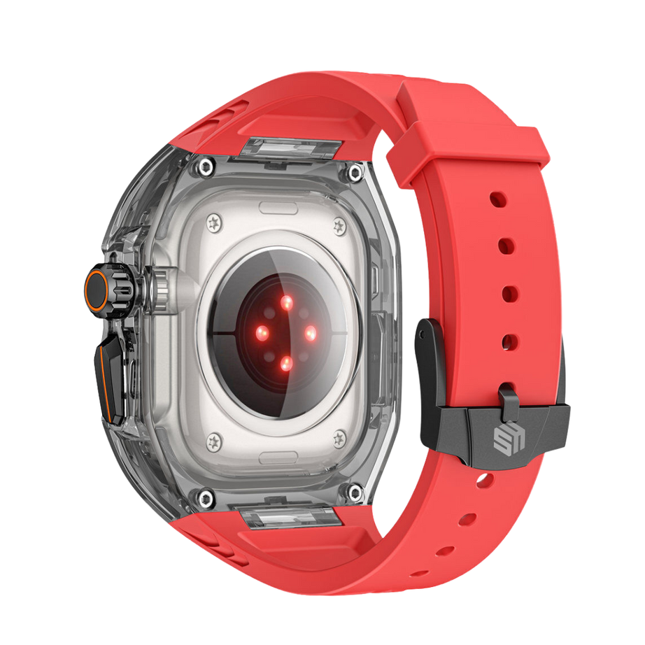 49MM Red Black Luxury Transparent Case by Shopyholy Compatible for Apple Watch Ultra