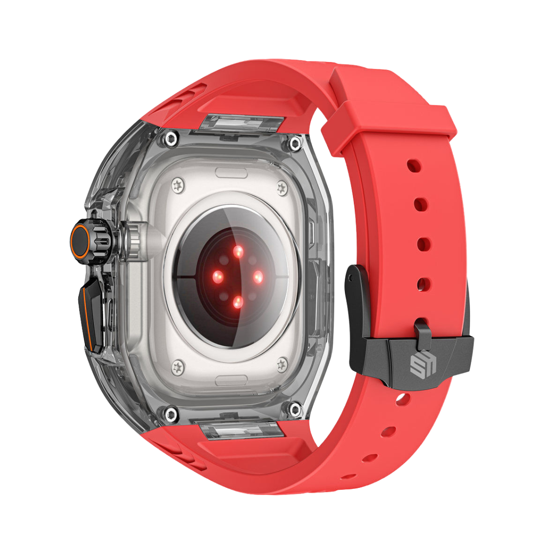 49MM Red Black Luxury Transparent Case by Shopyholy Compatible for Apple Watch Ultra