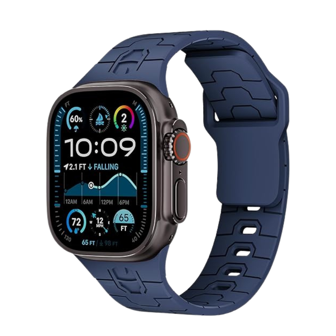 Midnight Blue Premium Mavel Pattern Silicone Sports Bands By Shopyholy Compatible For Apple Watch