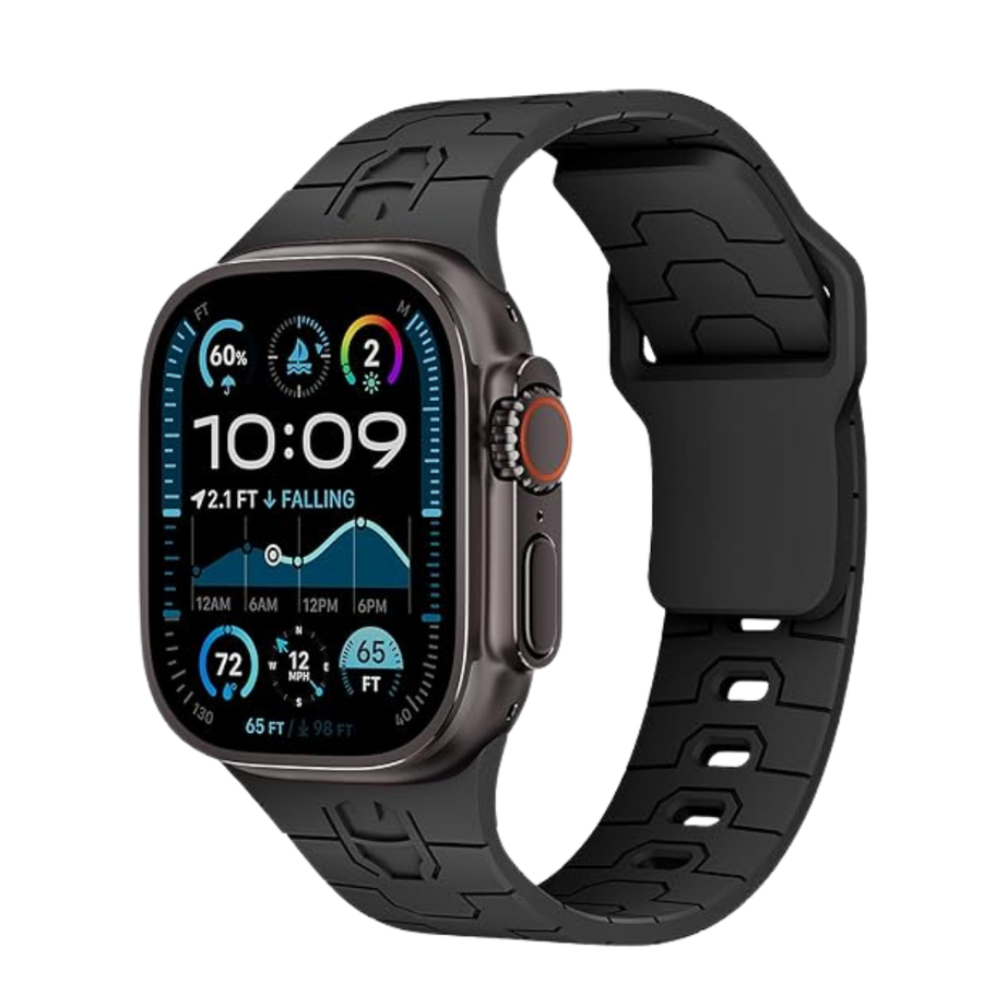 Black Premium Mavel Pattern Silicone Sports Bands By Shopyholy Compatible For Apple Watch