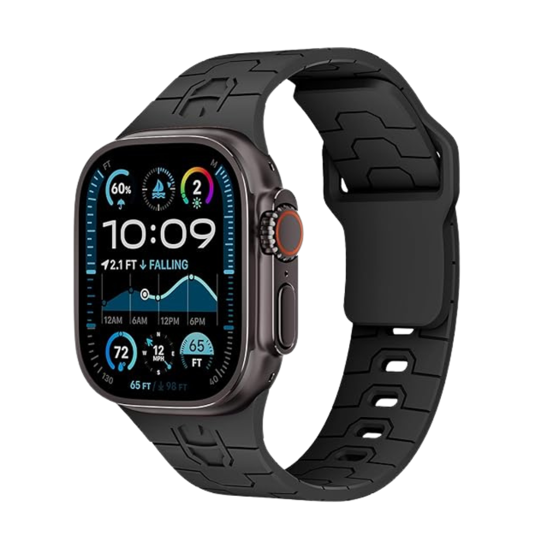 Black Premium Mavel Pattern Silicone Sports Bands By Shopyholy Compatible For Apple Watch