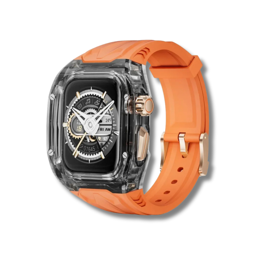 Orange Black Luxury Transparent Case by Shopyholy  Compatible for Apple Watch