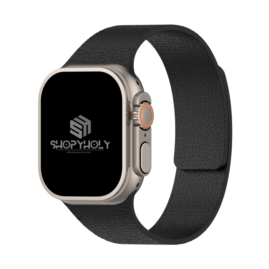 Black Premium Skin Friendly Magnetic Loop By Shopyholy Comaptible For Apple Watch