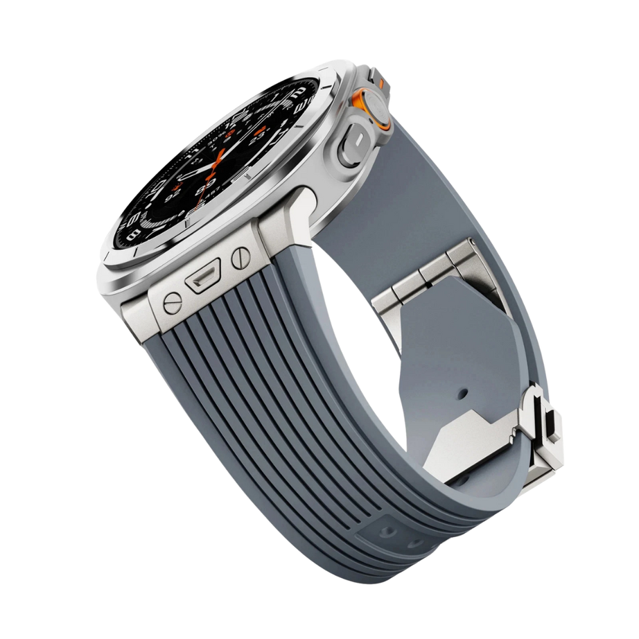 Grey Luxury Galaxy Watch Ultra 47mm Silicone Band with Folding Clasp