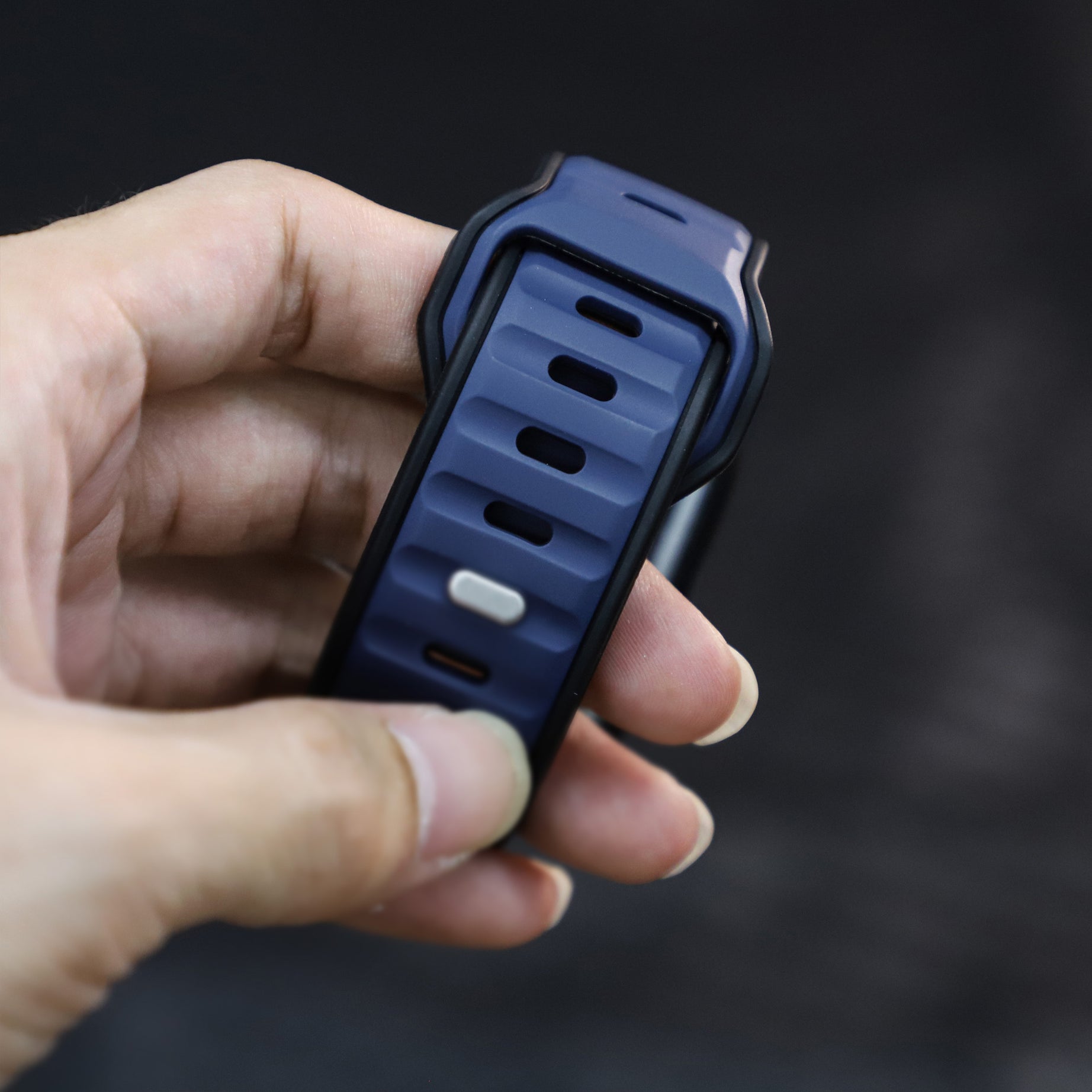 Black Navy Blue Premium Aspro Silicone Sports Bands By Shopyholy Compatible For Apple Watch