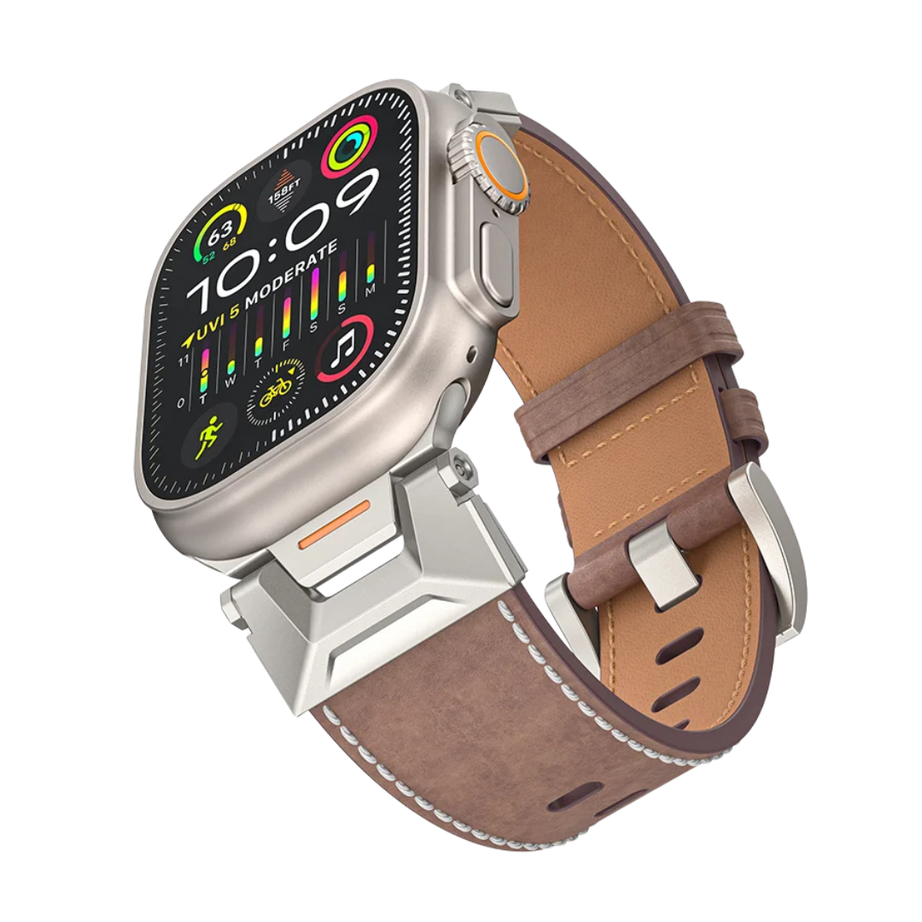 Coffee Luxury Armor Leather Bands By Shopyholy Compatible For iWatch