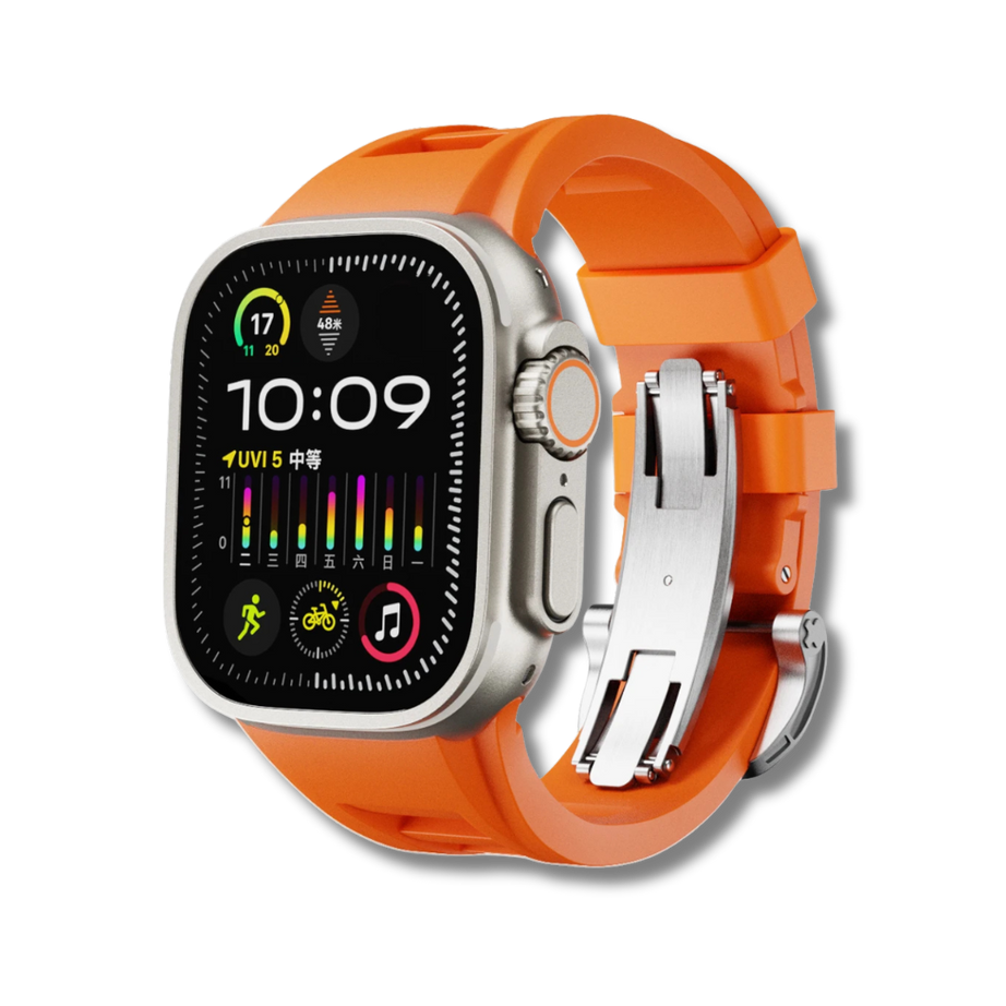 Orange Luxury Richard Miller Butterfly Lock Sports Bands By Shopyholy Comaptible For iWatch