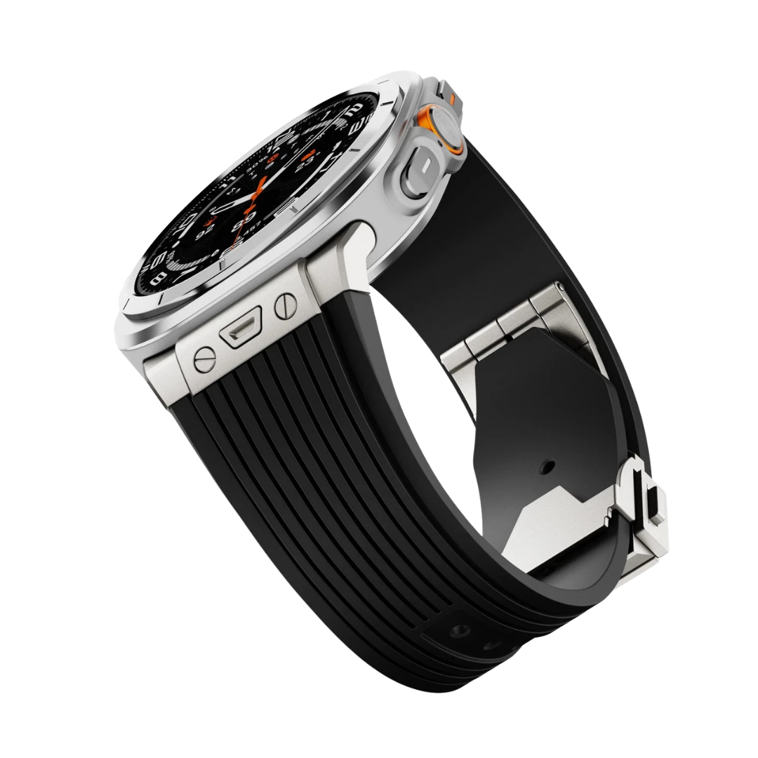 Black Luxury Galaxy Watch Ultra 47mm Silicone Band with Folding Clasp
