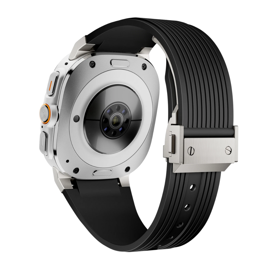 Black Luxury Galaxy Watch Ultra 47mm Silicone Band with Folding Clasp