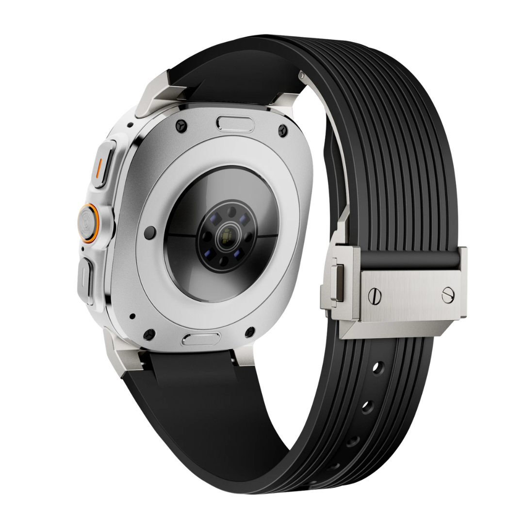 Black Luxury Galaxy Watch Ultra 47mm Silicone Band with Folding Clasp